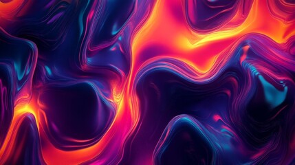 Poster - Vibrant glowing shapes digital art wallpaper design abstract environment close-up view modern aesthetic