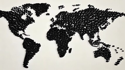 Aufkleber - Black dotted minimalist world map showing continents on white background, ideal for global business, travel, and geography concepts video 4k