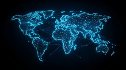 Poster - Connecting continents a glowing world map of global networks digital realm interactive visualization modern perspective connectivity