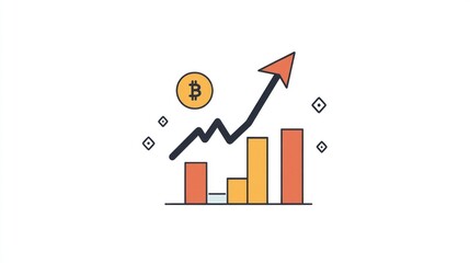 Poster - Bitcoin cryptocurrency price increase graphic, showing rising trend