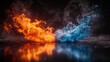 © RONNY - Fiery flames clashing with icy water on a dark surface