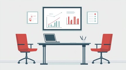 Poster - Modern office meeting room with graphs and data