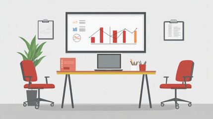 Poster - Modern Office Workspace with Charts (1)