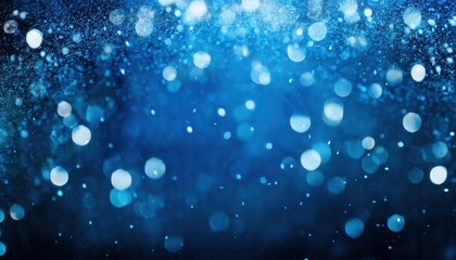 Poster - ethereal blue bokeh with floating light particles, abstract shimmering background for festive, winter, and dreamy designs

