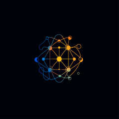Poster - Abstract Network Connection with Glowing Dots and Lines on Dark Background