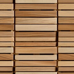 Poster - Seamless Neatly stacked wooden blocks in natural finish creating a playful and creative environment for children and adults