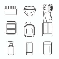 Poster - Outline Icon Set of Bathroom Products for Personal Hygiene and Care