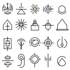 Poster - Iconography set of various symbols for design and creative projects