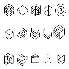 Poster - Isometric Geometric Outline Icons - Abstract Shapes and Design Elements