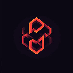 Poster - Abstract Neon Geometric PM Design on Dark Background for Tech Innovation