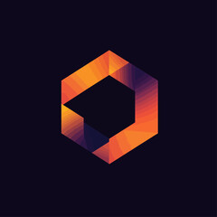 Poster - Orange Gradient Hexagon with Black Background for Business and Technology