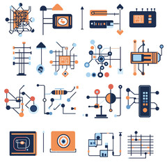 Poster - Abstract illustration of interconnected digital network infrastructure