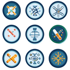 Poster - Science Technology Icons Set, laboratory symbols, research illustrations