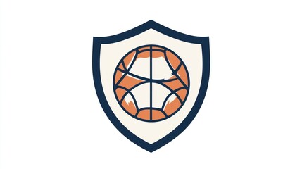 Poster - Abstract shield with a basketball, global protection concept, digital graphic design