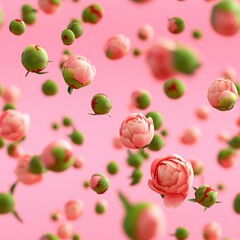 Poster - Seamless Lush bunch of pink roses exuding elegance and charm on a soft background creating a romantic atmosphere