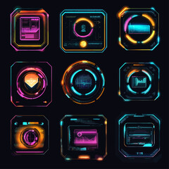 Poster - Futuristic Technology User Interface Design with Glowing Neon Elements