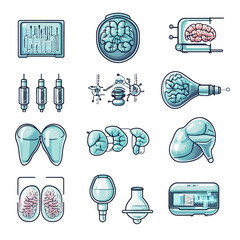 Poster - Brain research in futuristic tech, neurotech innovations and AI concepts