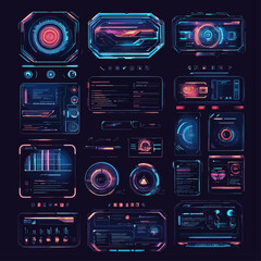 Poster - Futuristic HUD Elements: Sci-Fi Display Interface Design on Dark Backdrop