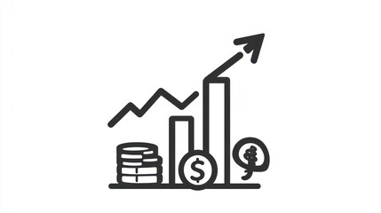 Poster - Financial Growth Chart, money, brain, upward trend, investment, business, strategy, success, illustration, graphic