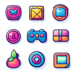 Poster - Game interface elements for app design with buttons in vibrant colors