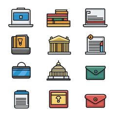 Poster - Office icons for business and education, vector illustration set