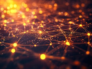 Poster - abstract network of glowing connections in dark background