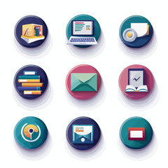 Poster - Collection of vibrant educational and business technology icons set