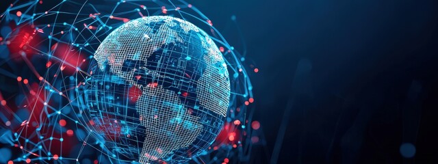 Poster - A digital concept of AI managing global financial systems securely.