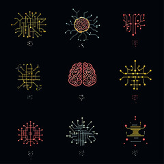 Poster - AI Circuit Brains on Black - Neural Networks, Machine Learning Concepts