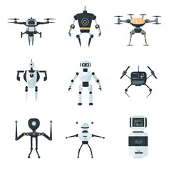 Poster - Robot and drone set, AI concept, robotics technology, future automation