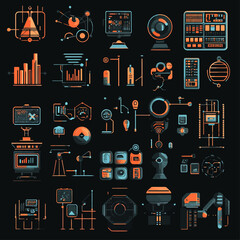 Poster - Abstract Tech Interface with Data Charts and Network Connections