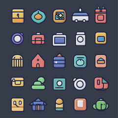 Poster - Set of 20 Cute Rounded Vector Icons for Web and App Design
