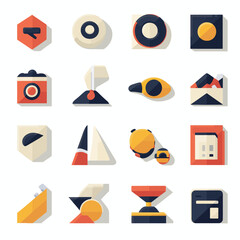 Poster - Geometric Icon Set with Abstract Shapes on White Background Design