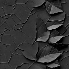 Poster - Seamless A serene black background enhanced by delicate leaves creating a natural and calming atmosphere for design work