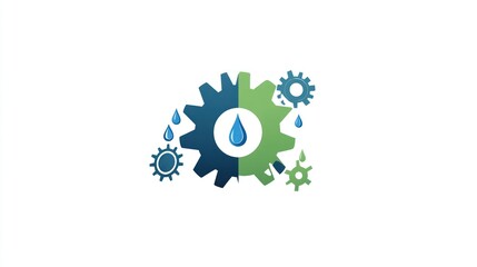 Poster - Industrial gear and water drop graphic for maintenance