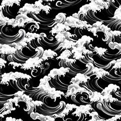 Poster - Seamless Intricate wave pattern with harmonious curves and fluid motions evoking a sense of calm and natural beauty in design