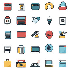 Poster - Colorful Icon Set: Technology, Devices, Gadgets, Science, and Utilities