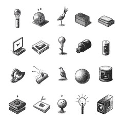 Poster - Hand-Drawn Isometric Icons: Technology, Nature, and Everyday Objects Set