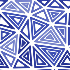 Poster - Geometric template background. Multiple repeated inner triangles. Big triangles size. Monotone style. Seamless pattern. Modern vector tiles. Stylish vector illustration.