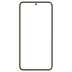 Wall Mural - photo of smartphone similar to android device without background. white screen. yellow color. templa