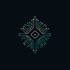 Poster - Abstract Technology Circuit Board with Glowing Nodes on Black Background