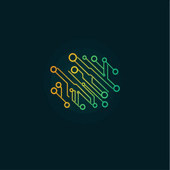 Poster - Gradient Circuit Board Design on Dark Background Shows Modern Technology