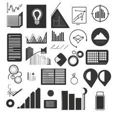 Poster - Business Analytics Charts and Graphs, Data Analysis, Strategy, Black and White