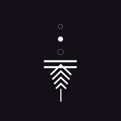 Poster - Abstract Geometric Design on Dark Background, Minimalist White Shapes
