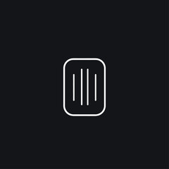Poster - Modern White Rounded Rectangle Icon with Vertical Lines on Black Background