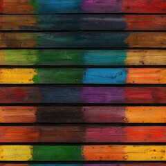 Poster - Seamless Colorful wooden wall featuring a bright array of hues ideal for creative spaces and artistic interior design