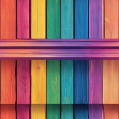 Poster - Seamless Bright and colorful wooden wall with a playful mix of shades ideal for lively interiors and creative spaces