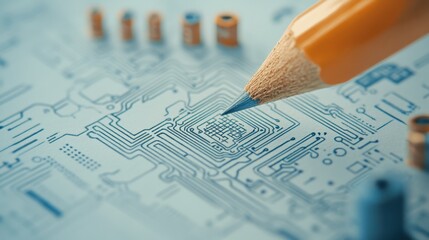 Poster - Pencil pointing to circuit board design