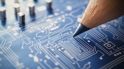 Poster - Pencil pointing at circuit board