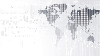 Poster - Abstract world map, technology background, global connection, data visualization, suitable for digital marketing or design
